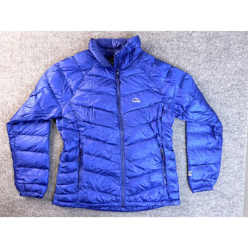 LL Bean 850 Down Jacket Womens Medium Blue Puffer Insulated Ultralight Hiking M